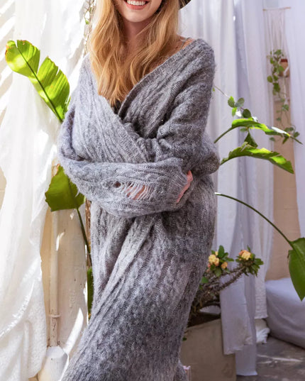 POL Distressed Cable-Knit Ombre Dying Cardigan - Sleekdenim.com