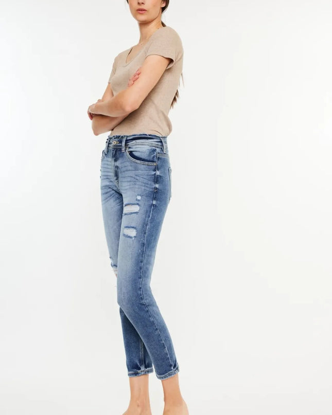 Kancan High Rise Distressed Mom Jeans - Sleekdenim.com