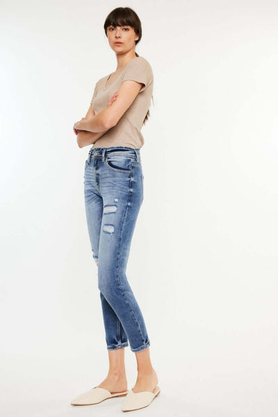 Kancan High Rise Distressed Mom Jeans | SLEEKDENIM.COM