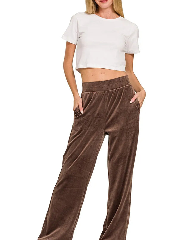 Zenana Velvet Zip Up Hoodie and Pants Set - Sleekdenim.com