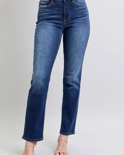 Judy Blue Full Size Washed Straight Leg Jeans with Pockets - Sleekdenim.com