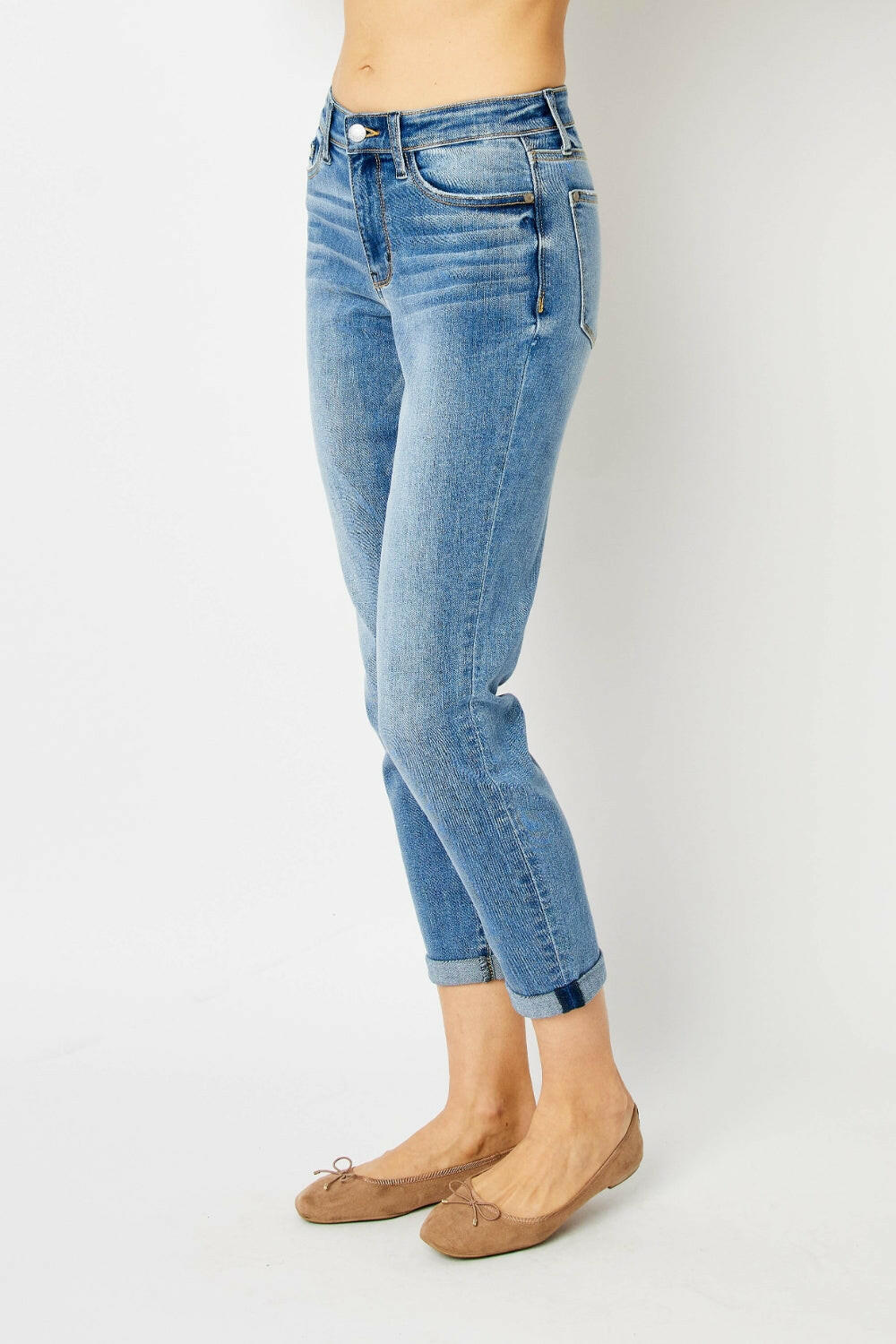 Judy Blue Full Size Cuffed Hem Slim Jeans | Sleekdenim.com