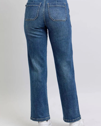 Judy Blue Drawstring Straight Jeans with Pockets - Sleekdenim.com