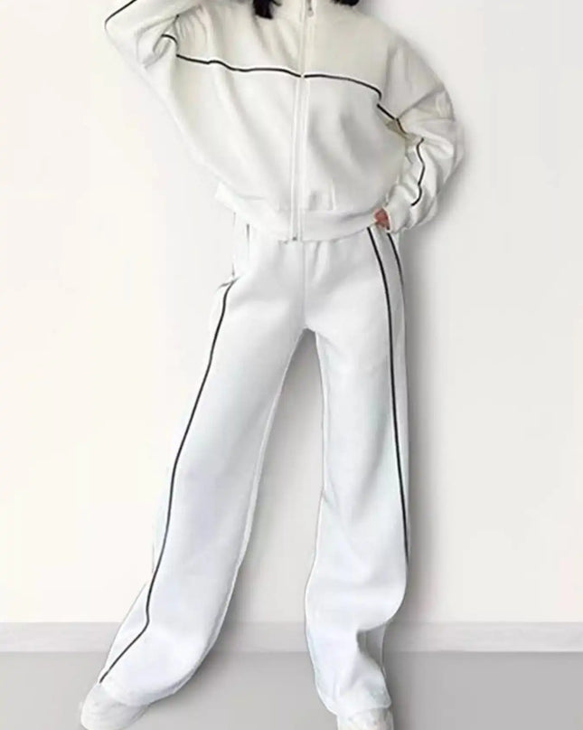 Full Size Zip Up Long Sleeve Top and Pants Set Plus Size - Sleekdenim.com