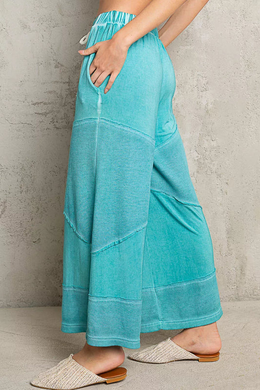 POL Elastic Waistband Wide Leg Pants with Drawstring - Sleekdenim.com