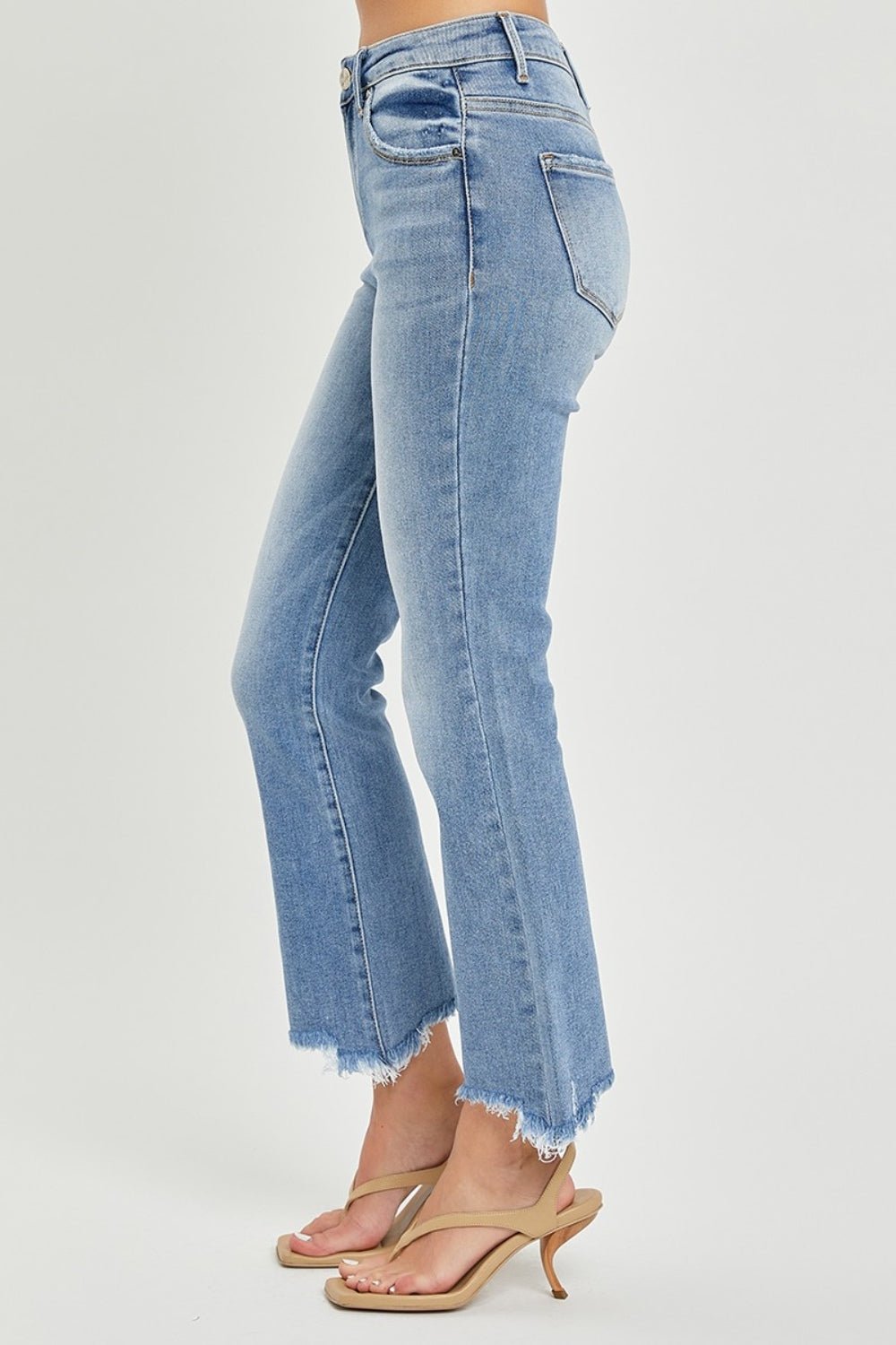 RISEN Full Size Frayed Hem Cropped Straight Jeans | Sleekdenim.com