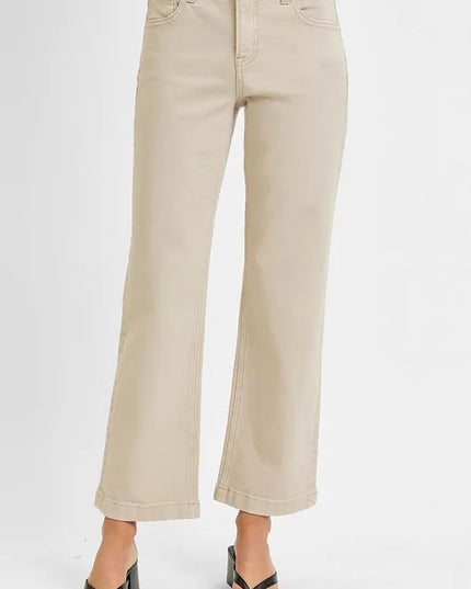 RISEN Full Size Tummy Control Mid Rise Ankle Straight Jeans Plus Size - Sleekdenim.com