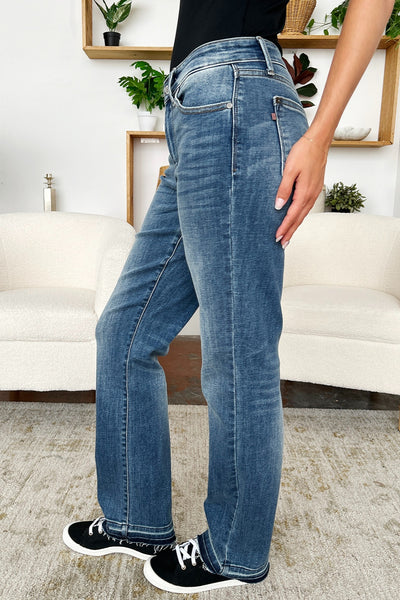 Judy Blue Full Size Mid Rise Release Hem Dad Jeans