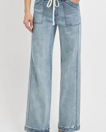 RISEN Full Size Straight Leg Jeans with Pockets Plus Size - Sleekdenim.com