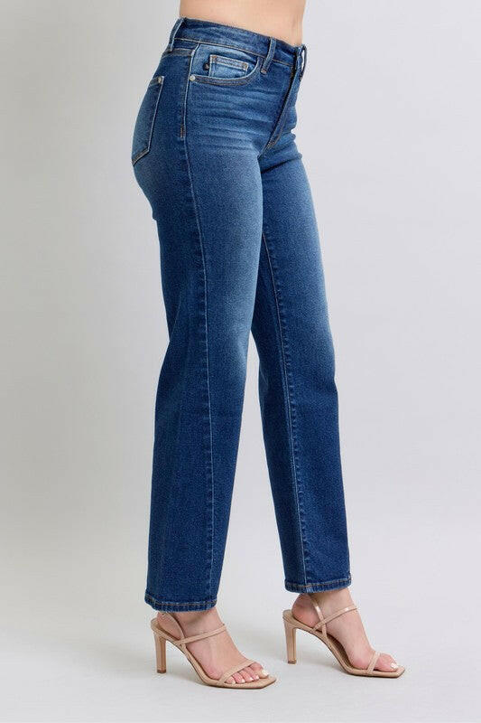 Judy Blue High Waist Side Seam Detail Straight Leg Jeans | Sleekdenim.com