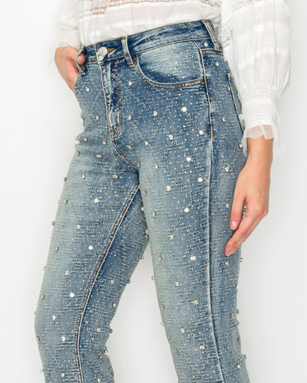 AT2072BTM Jewel Embellished Bootcut Jean - Sleekdenim.com