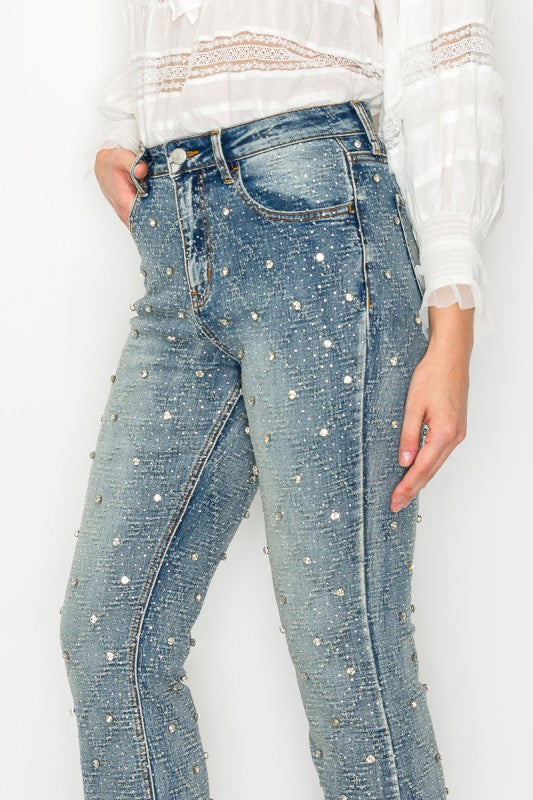 AT2072BTM Jewel Embellished Bootcut Jean - Sleekdenim.com