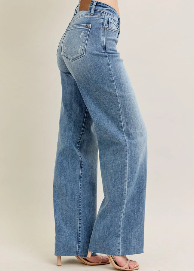 Judy Blue Full Size V - Front Baggy Jeans Plus Size - Sleekdenim.com