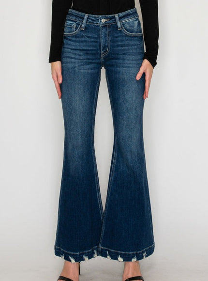 AT1017FLD - MID RISE SUPER FLARE JEANS - Sleekdenim.com