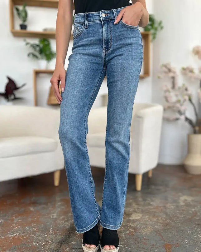 Judy Blue Full Size Mid-Rise Waist Straight Jeans - Sleekdenim.com