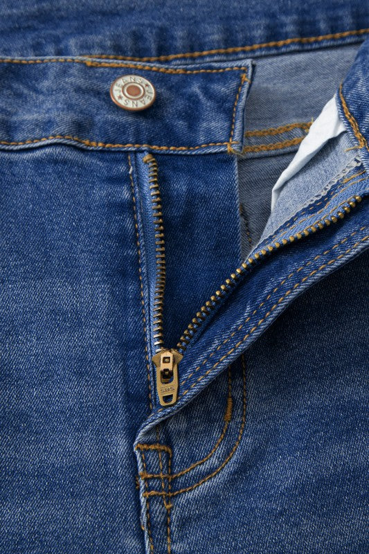 Denim Raw Hem Straight Leg Jeans - Sleekdenim.com