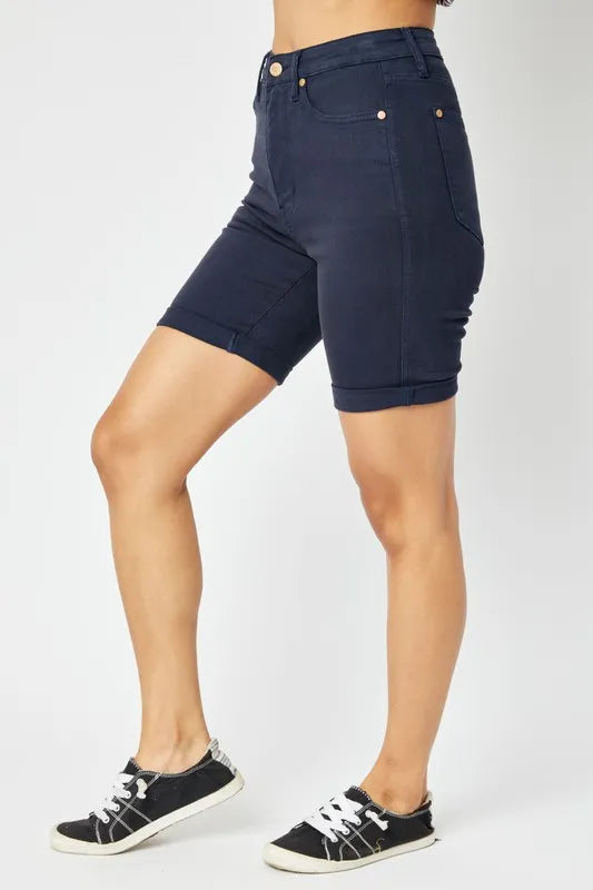 Judy Blue Full Size High Waist Tummy Control Bermuda Shorts - Sleekdenim.com