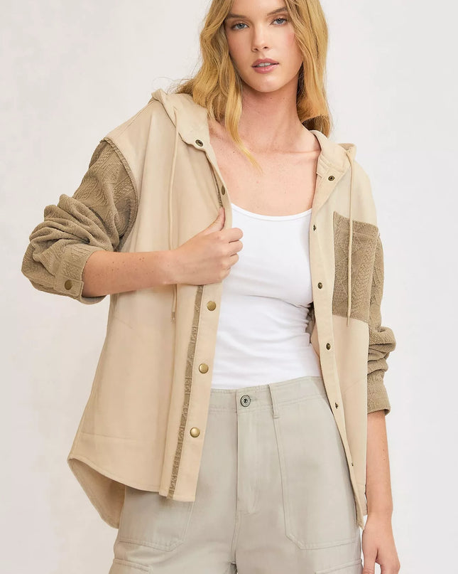 Umgee Washed French Terry Shacket - Sleekdenim.com