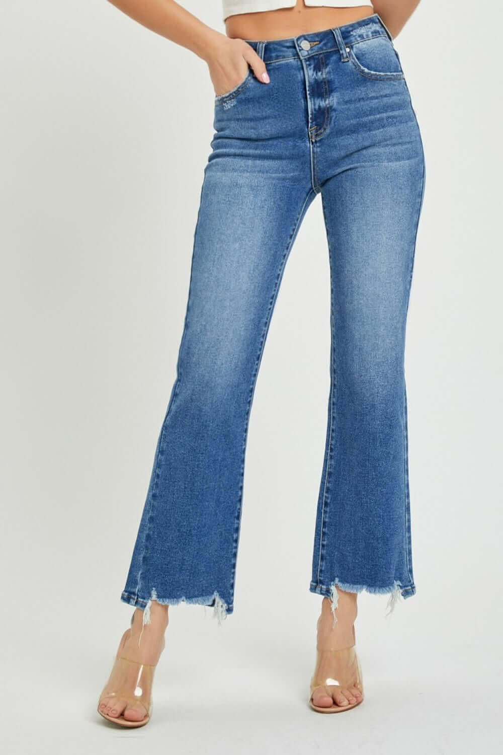 RISEN High Rise Straight Jeans Dark