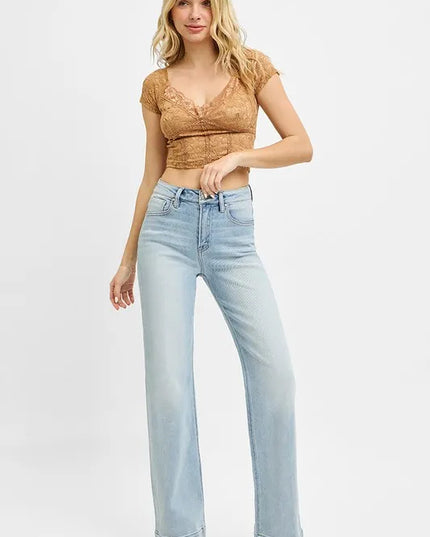 RISEN Full Size Run High Rise Straight Jeans - Sleekdenim.com