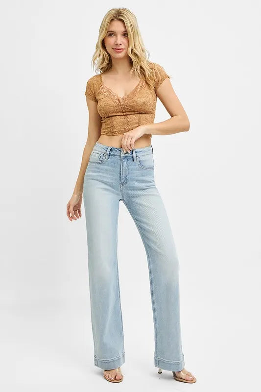 RISEN Full Size Run High Rise Straight Jeans - Sleekdenim.com