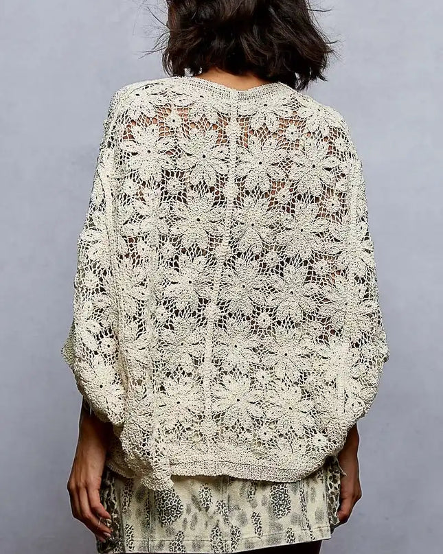 POL Crochet Knit Lightweight Cardigan - Sleekdenim.com