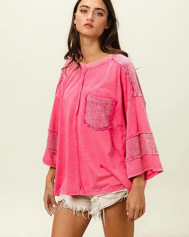 BiBi High-Low Washed T-Shirt - Sleekdenim.com