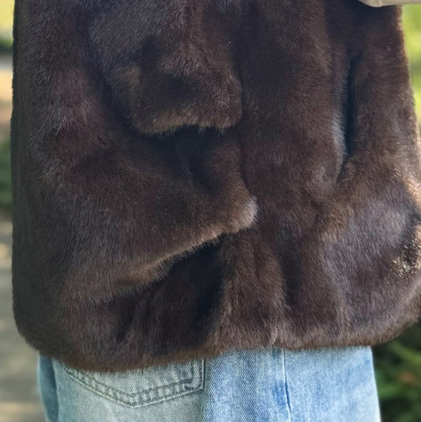 Real Feel Faux Mink Fur Hooded Vest - Sleekdenim.com