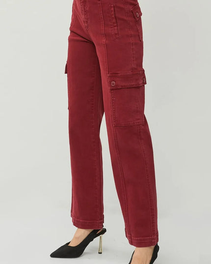 RISEN Full Size High Rise Wide Leg Cargo Jeans - Sleekdenim.com
