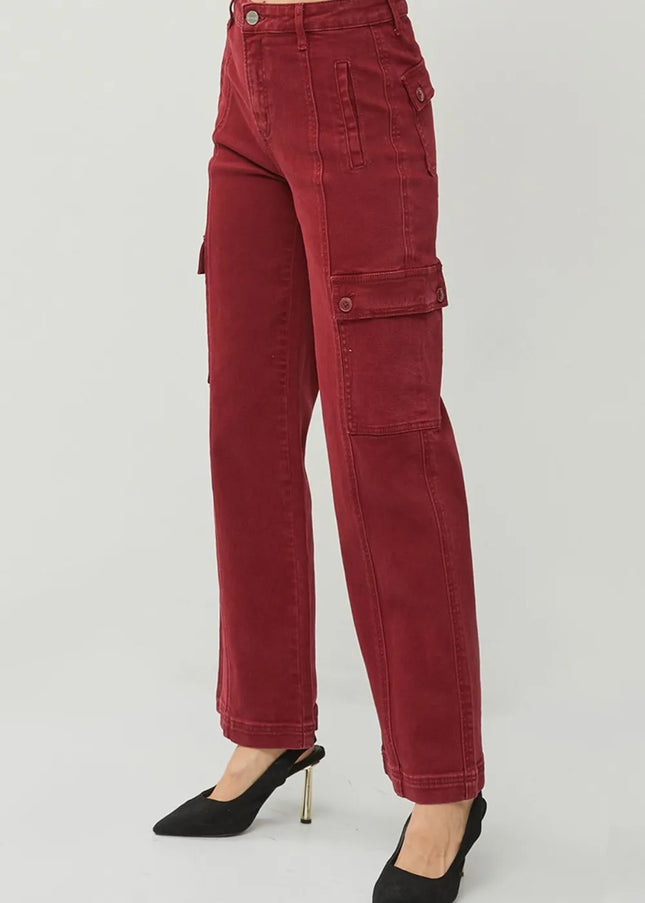 RISEN Full Size High Rise Wide Leg Cargo Jeans - Sleekdenim.com