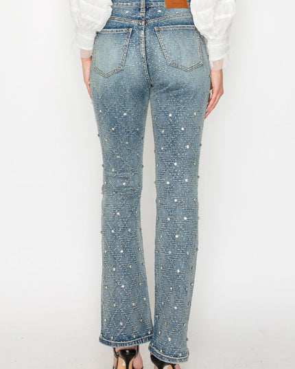 AT2072BTM Jewel Embellished Bootcut Jean - Sleekdenim.com
