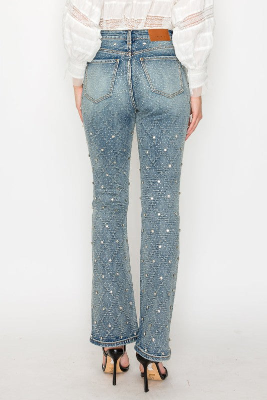 AT2072BTM Jewel Embellished Bootcut Jean - Sleekdenim.com