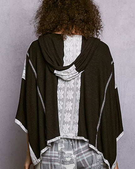 POL Short Sleeve Hoodie Top with Lace Detail - Sleekdenim.com