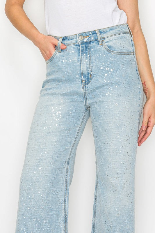 AT2074RFLL Metallic Ultra High Rise Relaxed Flare - Sleekdenim.com