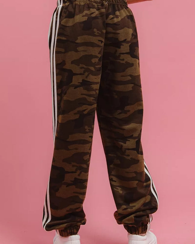 BiBi Side Lines Camouflage Track Pants - Sleekdenim.com