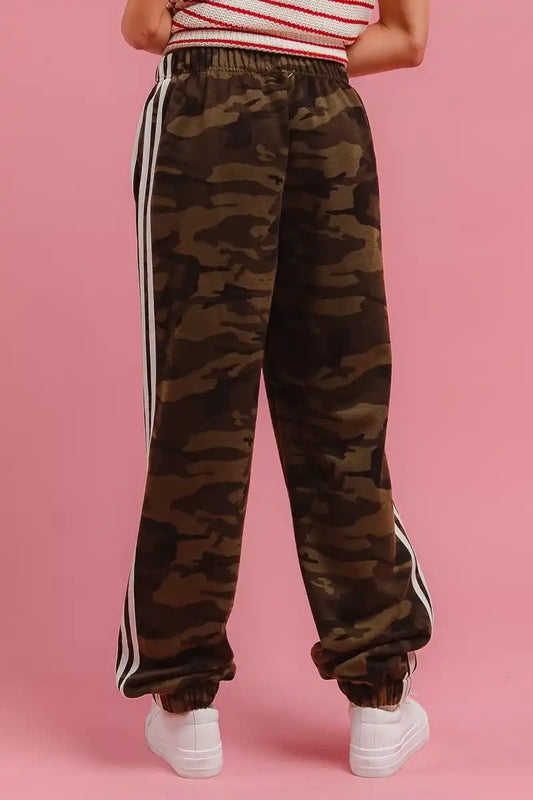 BiBi Side Lines Camouflage Track Pants - Sleekdenim.com