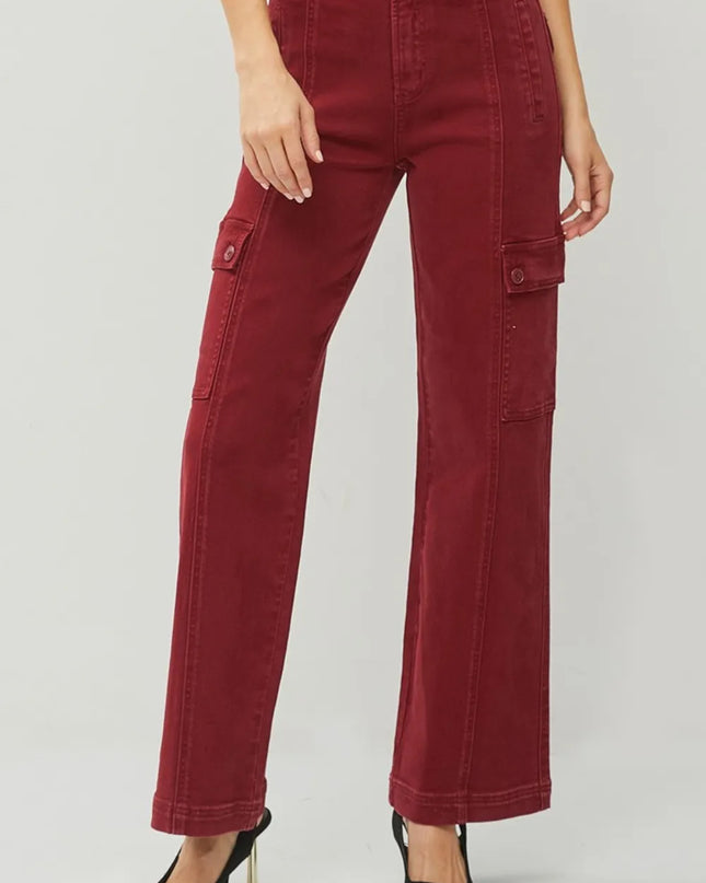 RISEN Full Size High Rise Wide Leg Cargo Jeans - Sleekdenim.com