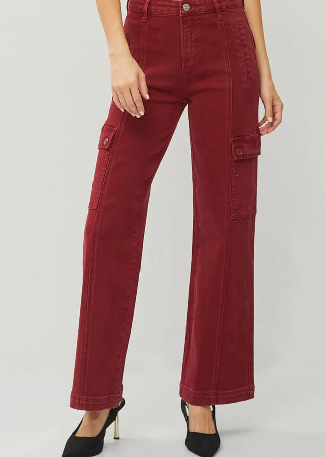 RISEN Full Size High Rise Wide Leg Cargo Jeans - Sleekdenim.com