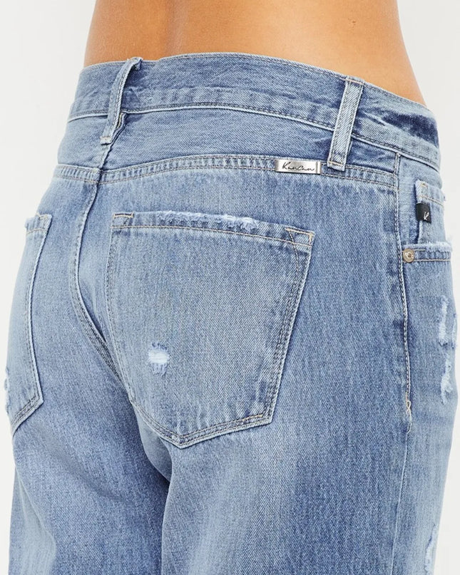 Kancan Mid Rise Distressed Straight Jeans - Sleekdenim.com