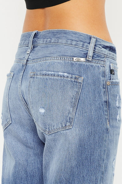 Kancan Mid Rise Distressed Straight Jeans - Sleekdenim.com