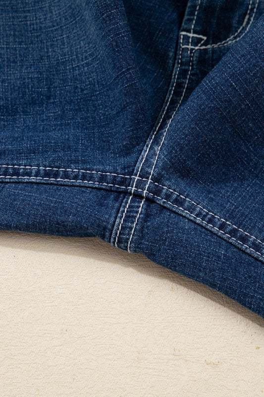 Denim Stitch High-Waist Cuff Jeans - Sleekdenim.com