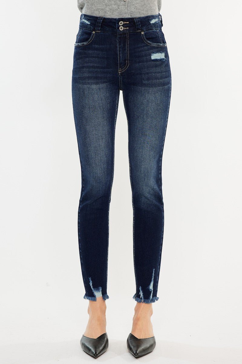 Kancan Full Size Cat's Whiskers Raw Hem High Waist Jeans | Sleekdenim.com