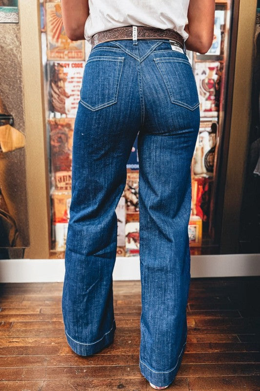 Denim Stitch High-Waist Cuff Jeans - Sleekdenim.com