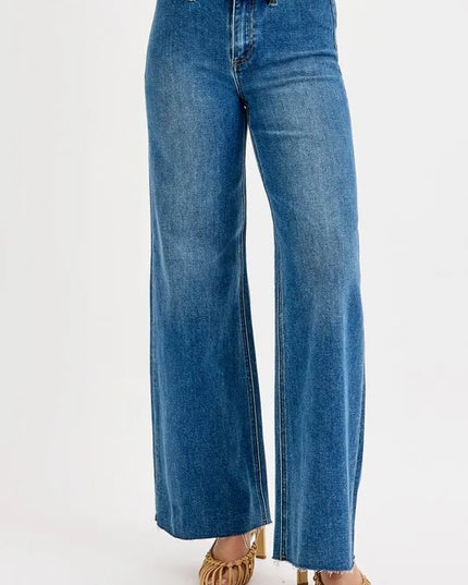 RISEN High-Waisted Wide Leg Jeans - Sleekdenim.com