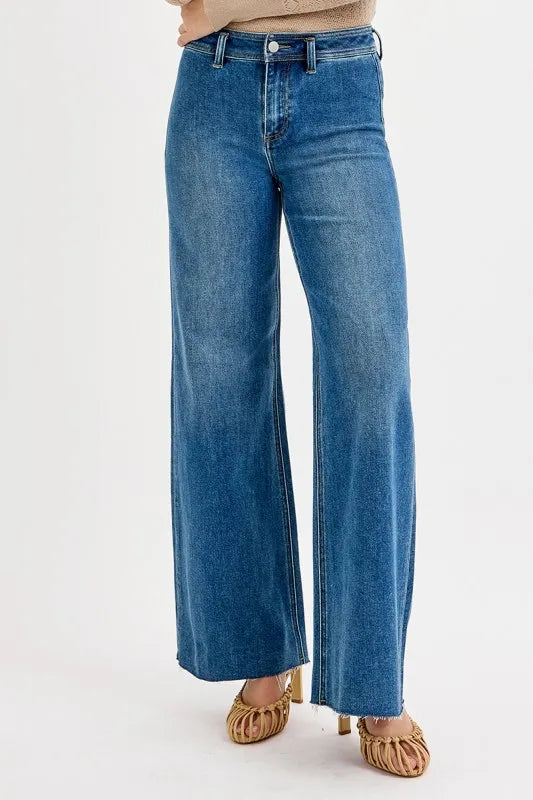 RISEN High-Waisted Wide Leg Jeans - Sleekdenim.com
