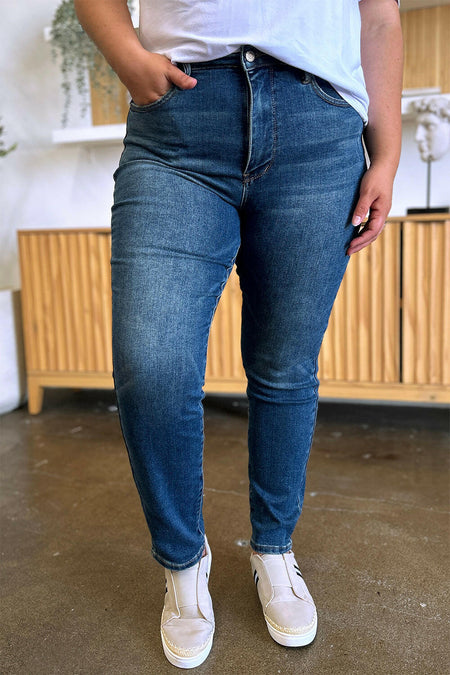 Judy Blue Full Size Tummy Control High Waist Slim Jeans | Sleekdenim.com