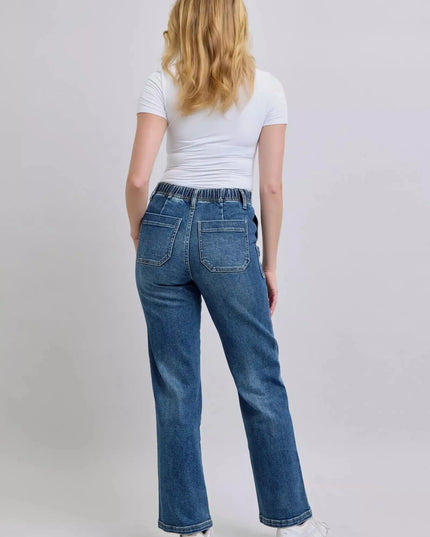 Judy Blue Drawstring Straight Jeans with Pockets - Sleekdenim.com