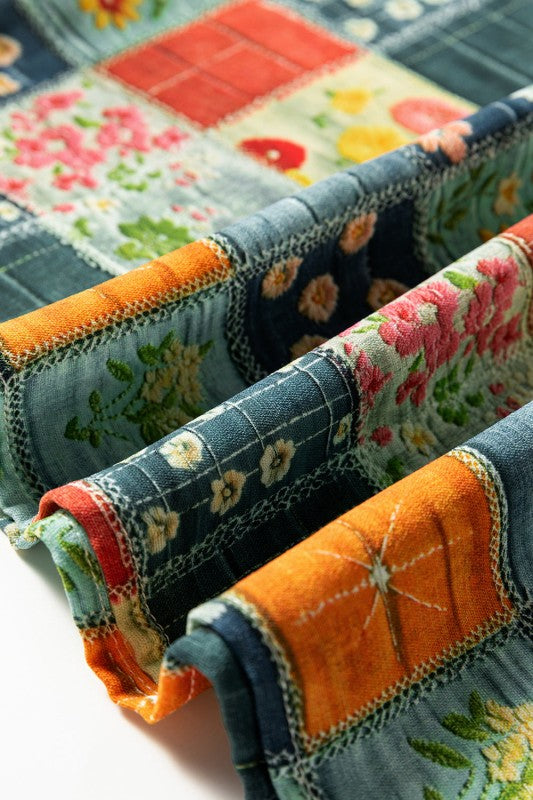 Floral Half Placket Collared V-Neck Blouse - Sleekdenim.com