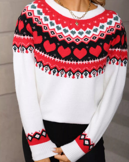 Valentine's Day Heart Pattern Knitted Sweater - Sleekdenim.com