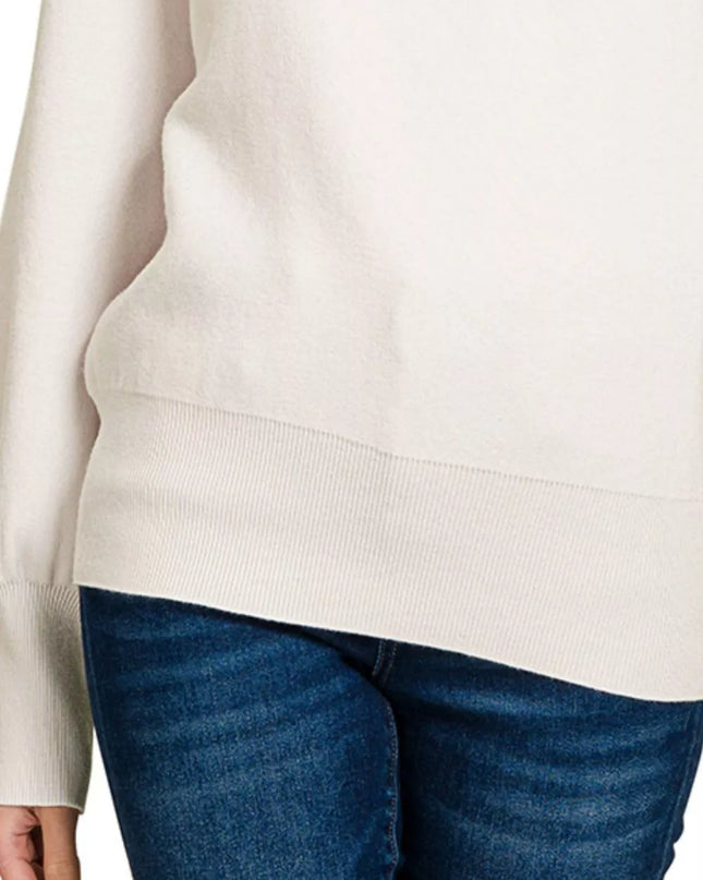 Zenana Viscose Mock Neck Exposed Seam Sweater - Sleekdenim.com